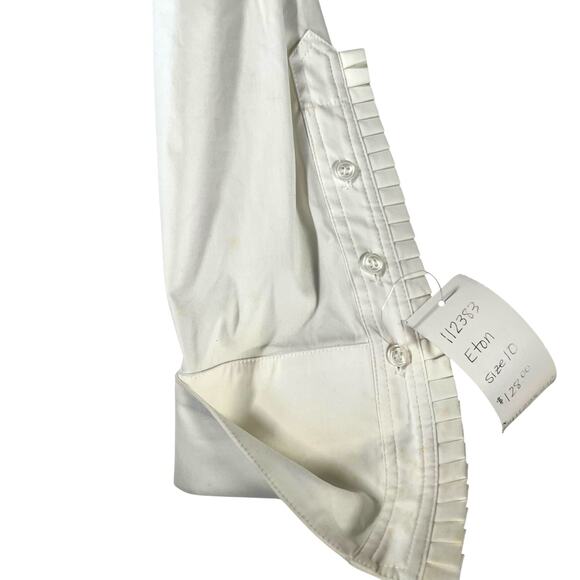 Carlisle White Pleated-Trim Button-Front Blouse – Size 10 – NWT - Picture 11 of 12